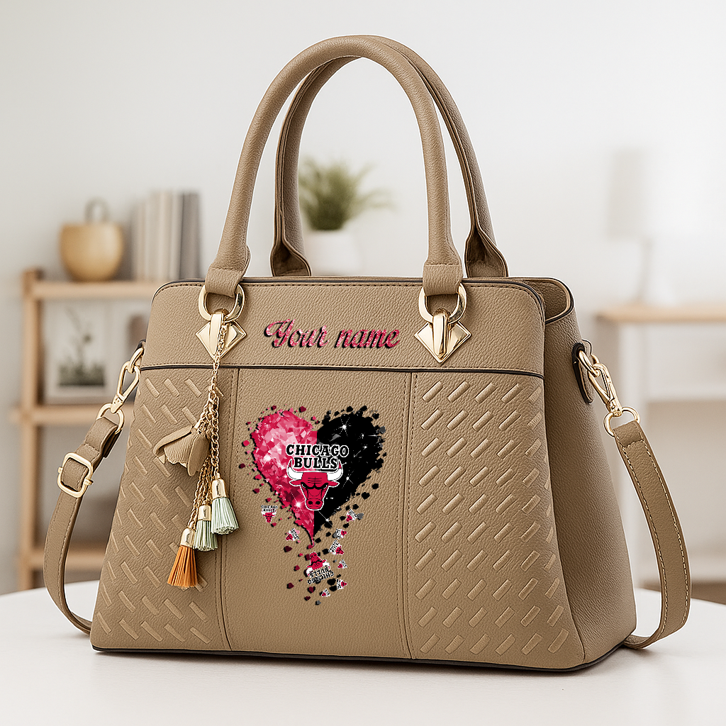 LIMITED EDITION - NEW CUSTOMIZED NBA19 CBU CHICAGO BULLS ZIP HANDBAG MULTICOLOR