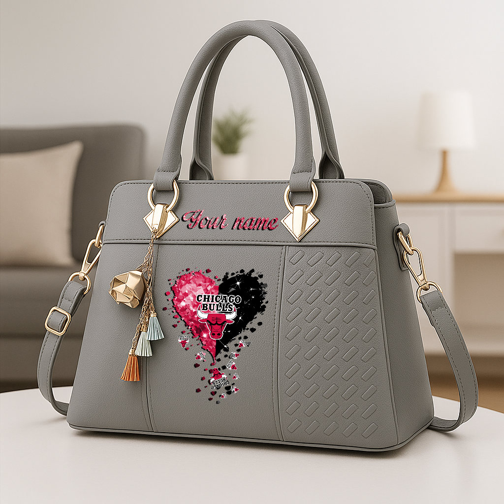 LIMITED EDITION - NEW CUSTOMIZED NBA19 CBU CHICAGO BULLS ZIP HANDBAG MULTICOLOR