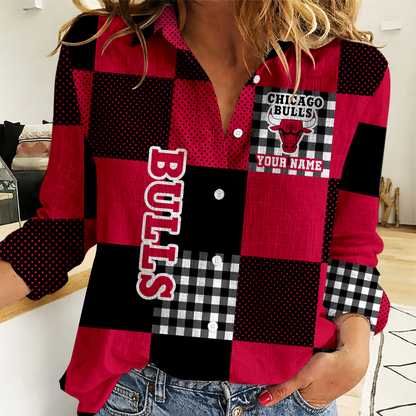 LIMITED EDITION - NEW CUSTOMIZED NBA19 CBU CHICAGO BULLS WOMEN CASUAL SHIRT FOR FAN