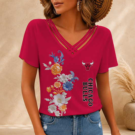 [HOT DEAL] NEW CUSTOMIZED NBA19 CBU CHICAGO BULLS V-NECK SHIRT