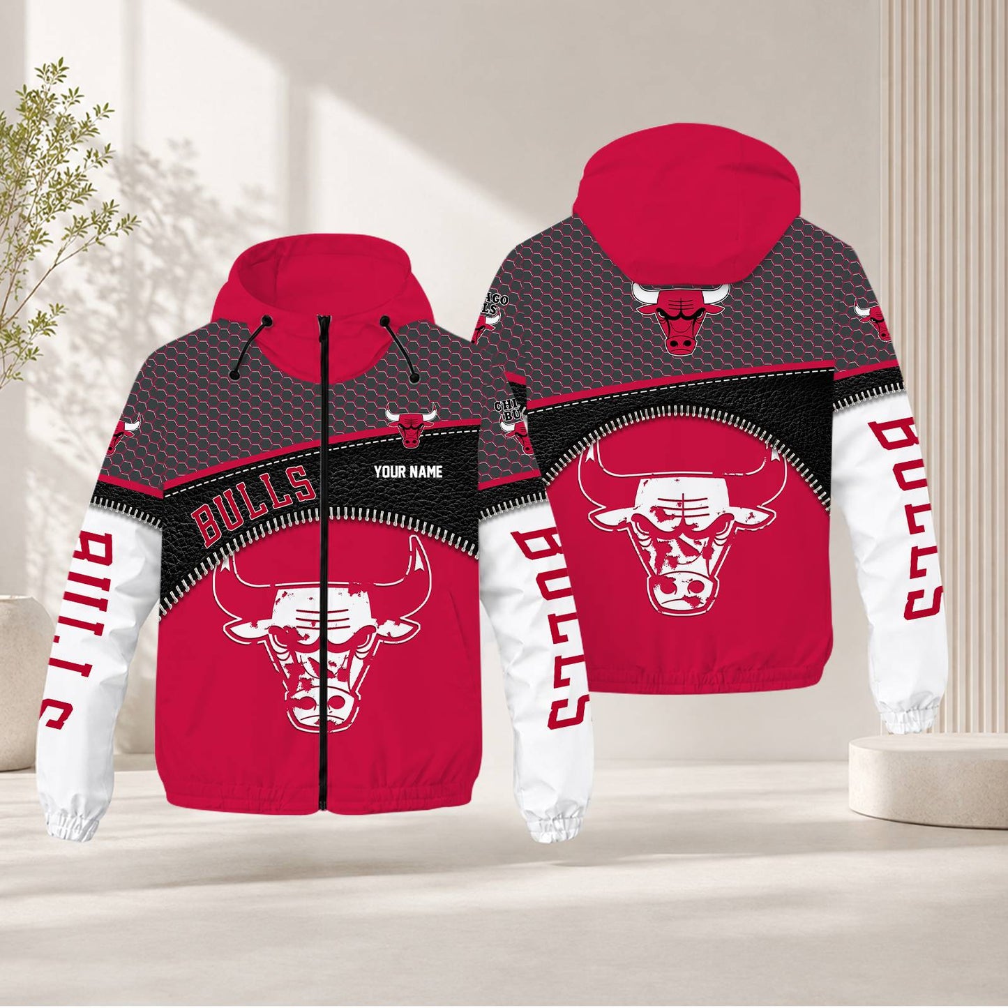 LIMITED EDITION - NEW CUSTOMIZED NBA19 CBU CHICAGO BULLS WINDBREAKER JACKET