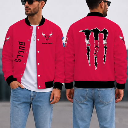 LIMITED EDITION - NEW CUSTOMIZED NBA19 CBU CHICAGO BULLS BASEBALL JACKET, SATIN VARSITY JACKET