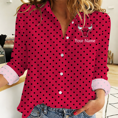 ELITE EDITION - NEW CUSTOMIZED NBA19 CBU CHICAGO BULLS WOMEN CASUAL SHIRT FOR FAN