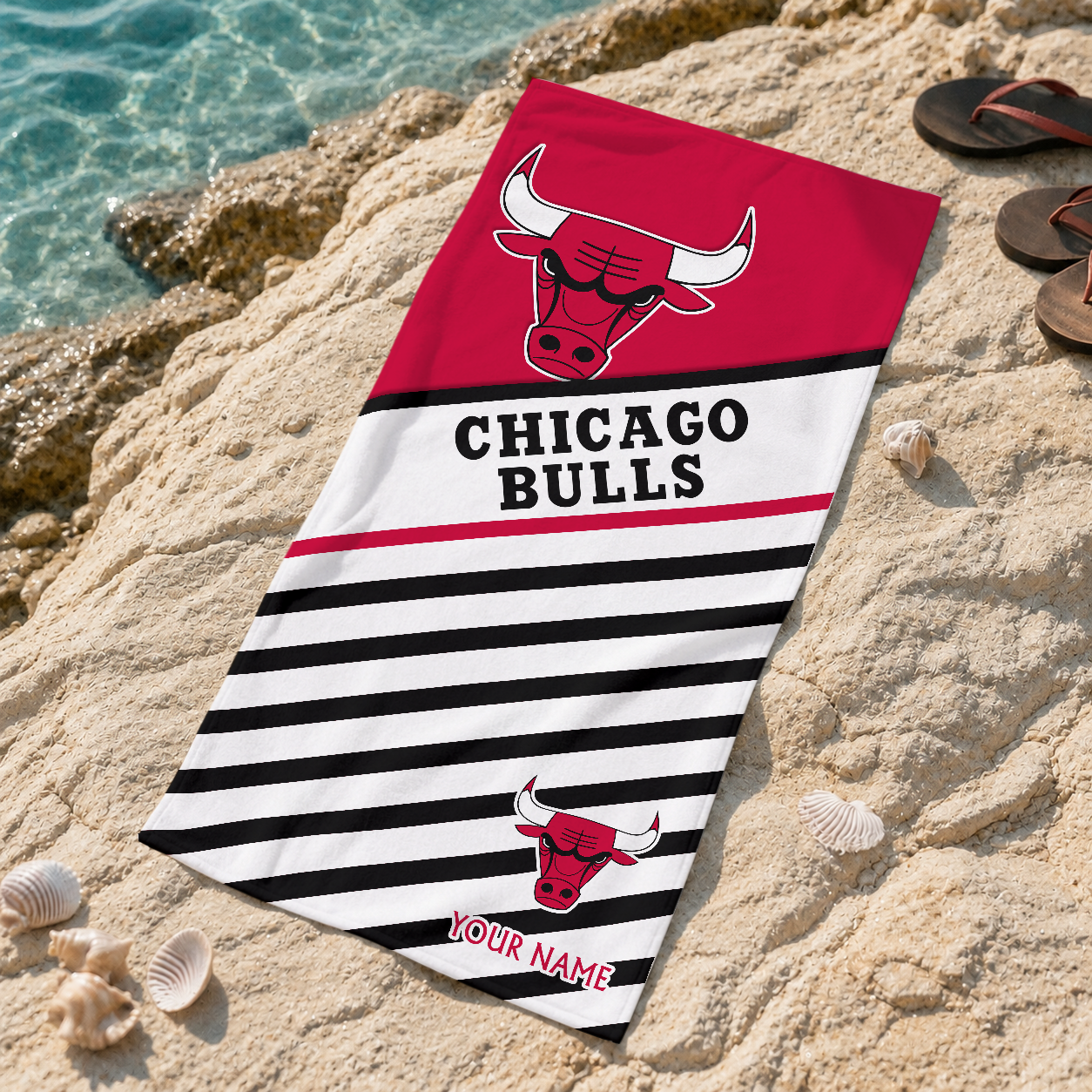 LIMITED EDITION - NEW CUSTOMIZED NBA19 CBU CHICAGO BULLS BEACH TOWEL FOR FAN