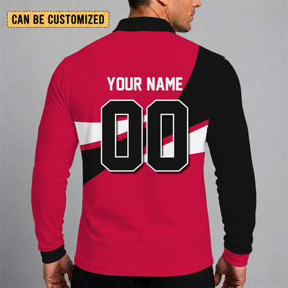 [HOT DEAL] NEW CUSTOMIZED NBA19 CBU CHICAGO BULLS MEN LONG SLEEVE POLO