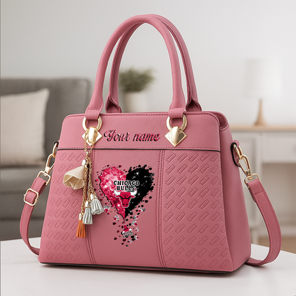 LIMITED EDITION - NEW CUSTOMIZED NBA19 CBU CHICAGO BULLS ZIP HANDBAG MULTICOLOR