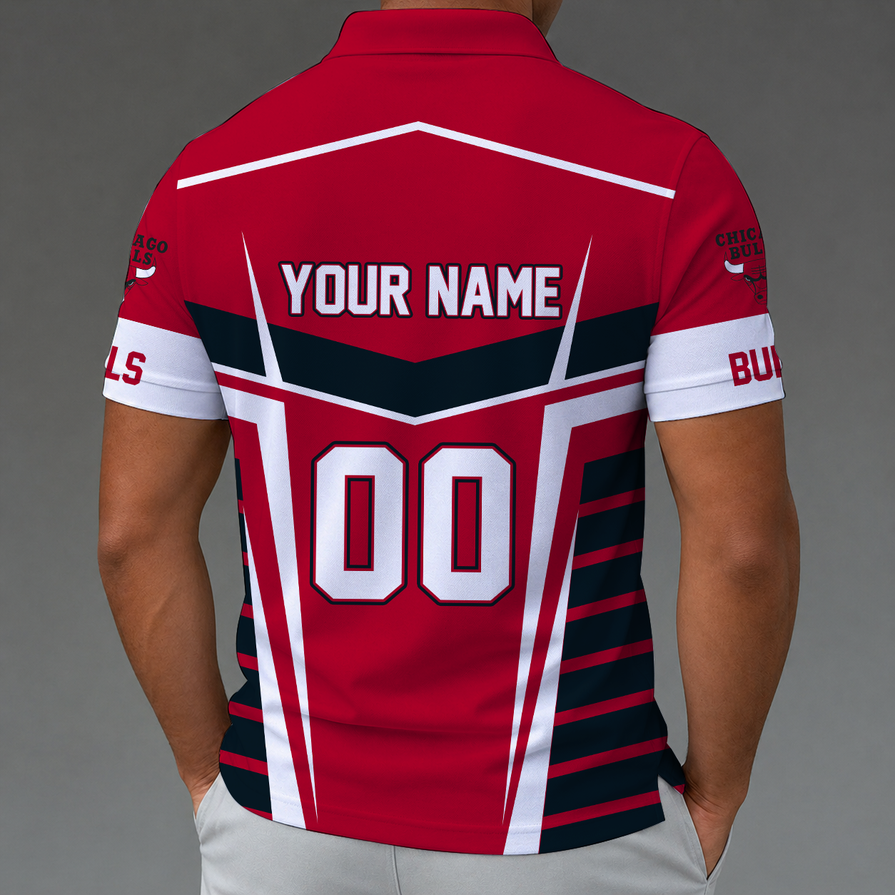 [HOT DEAL] NEW CUSTOMIZED NBA19 CBU CHICAGO BULLS ZIP POLO SHIRT