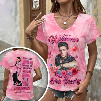 [FAN FAVORITE] NEW CUSTOMIZED ELVIS PRESLEY V-NECK FEMALE SHIRT