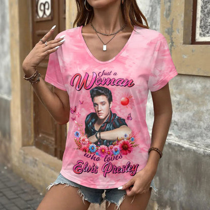 [FAN FAVORITE] NEW CUSTOMIZED ELVIS PRESLEY V-NECK FEMALE SHIRT