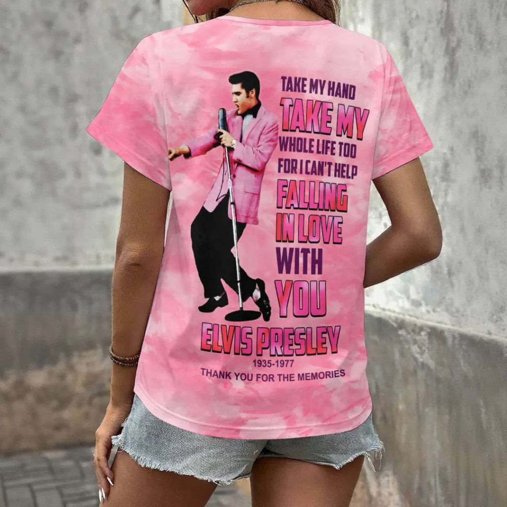 [FAN FAVORITE] NEW CUSTOMIZED ELVIS PRESLEY V-NECK FEMALE SHIRT