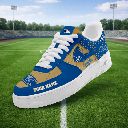 LIMITED EDITION - NEW CUSTOMIZED MLB19 KCR KANSAS CITY ROYALS AF1 SNEAKERS