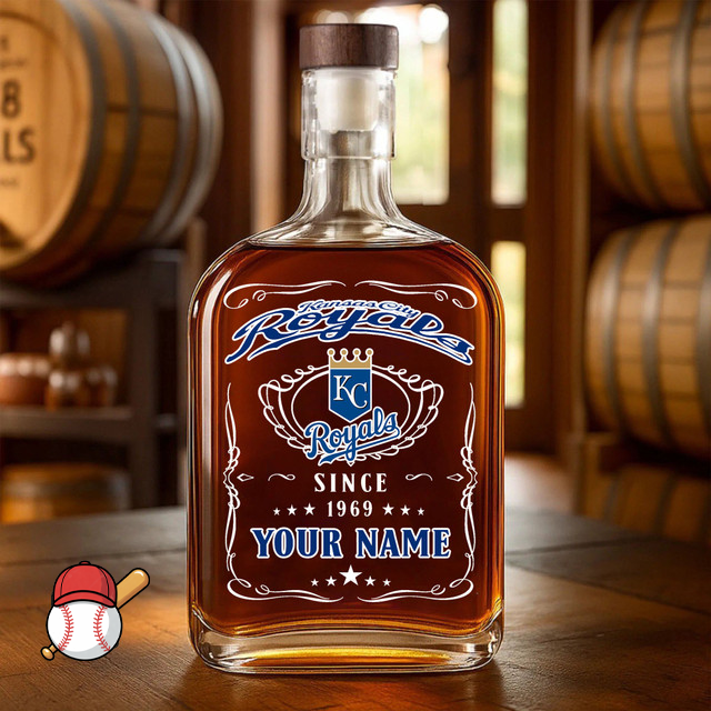 LIMITED EDITION - NEW CUSTOMIZED MLB19 KCR KANSAS CITY ROYALS LUXURY WHISKEY BOTTLE 450ML