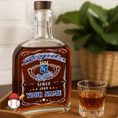 LIMITED EDITION - NEW CUSTOMIZED MLB19 KCR KANSAS CITY ROYALS LUXURY WHISKEY BOTTLE 450ML