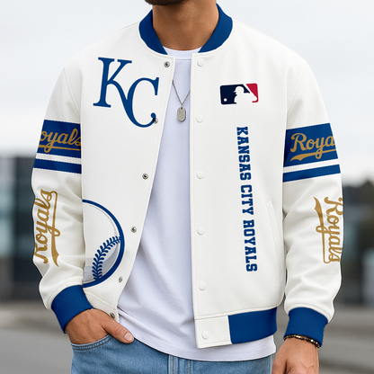 LIMITED EDITION - NEW CUSTOMIZED MLB19 KCR KANSAS CITY ROYALS BASEBALL JACKET, SATIN VARSITY JACKET