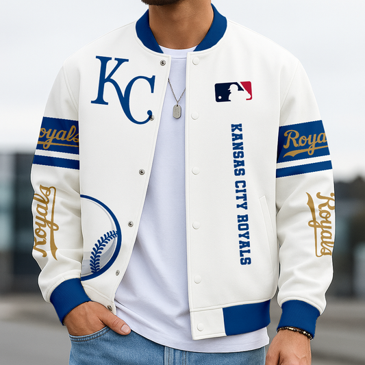 LIMITED EDITION - NEW CUSTOMIZED MLB19 KCR KANSAS CITY ROYALS BASEBALL JACKET, SATIN VARSITY JACKET