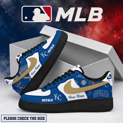 LIMITED EDITION - NEW CUSTOMIZED MLB19 KCR KANSAS CITY ROYALS AF1 SHOES