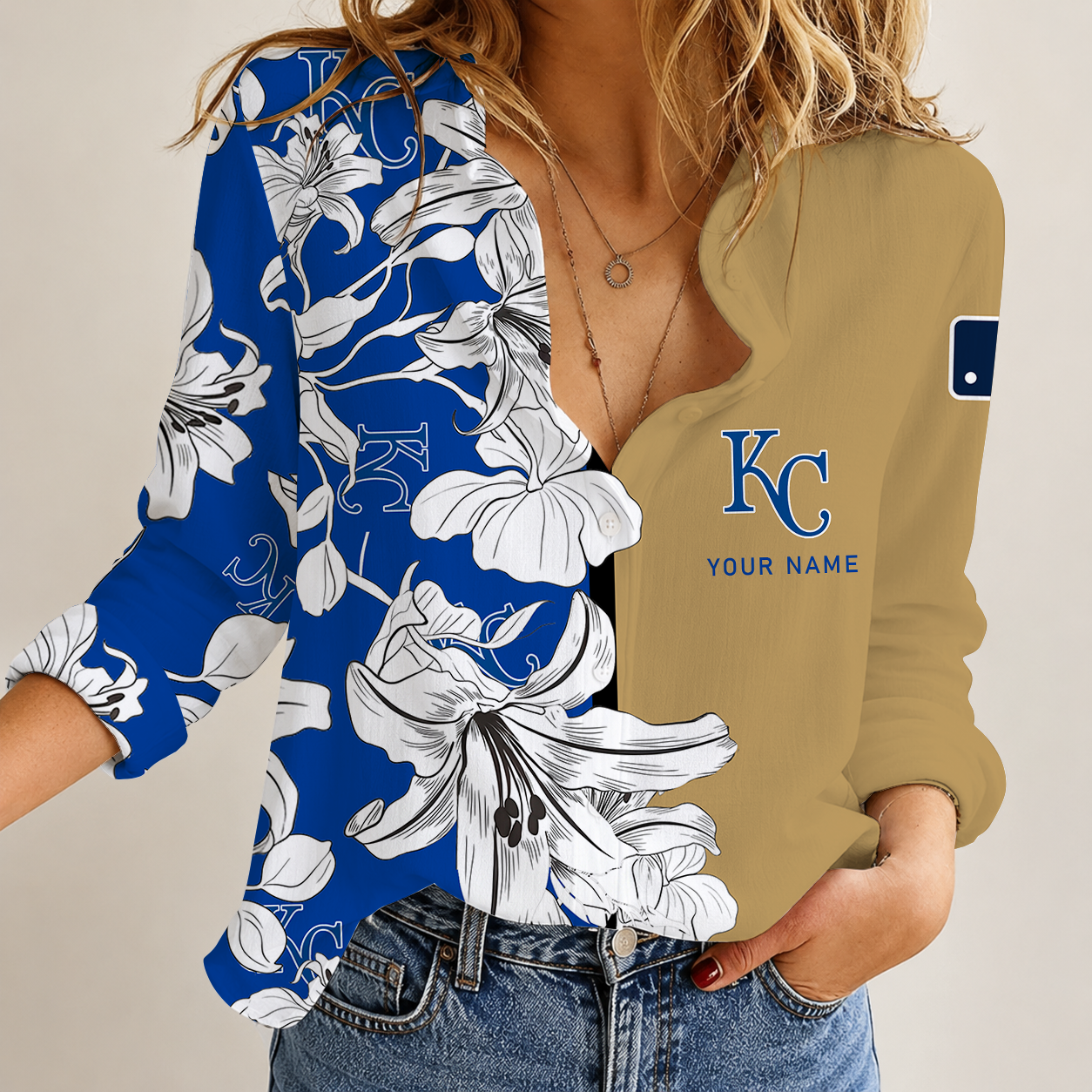 [FLASH SALE] NEW CUSTOMIZED MLB19 KCR KANSAS CITY ROYALS WOMEN CASUAL SHIRT
