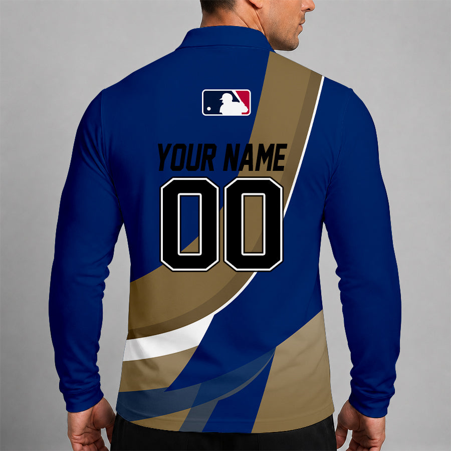 [FLASH SALE] NEW CUSTOMIZED MLB19 KCR KANSAS CITY ROYALS MEN'S LONG SLEEVE POLO