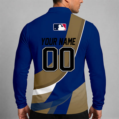 [FLASH SALE] NEW CUSTOMIZED MLB19 KCR KANSAS CITY ROYALS MEN'S LONG SLEEVE POLO