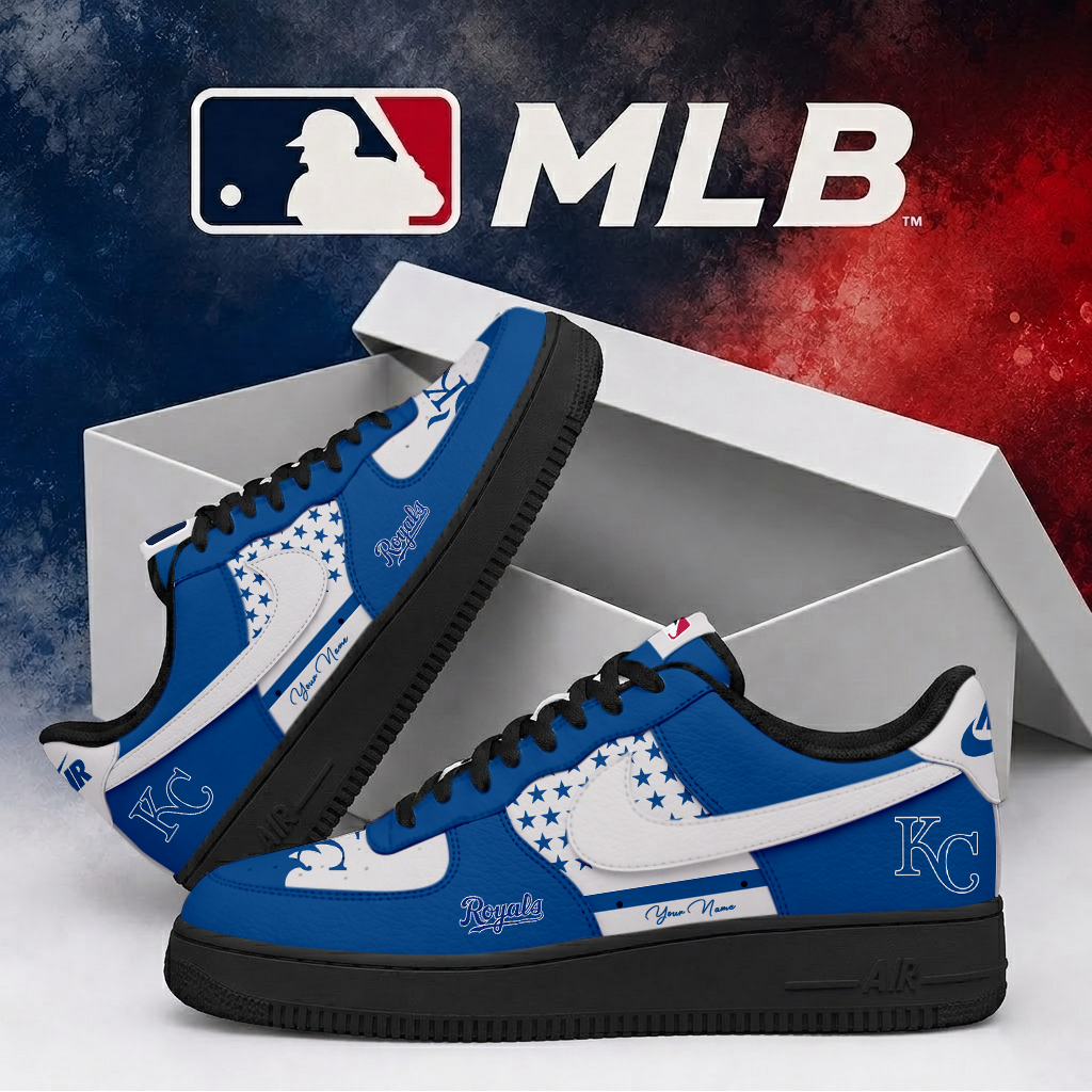 LIMITED EDITION - NEW CUSTOMIZED MLB19 KCR KANSAS CITY ROYALS AF1 SHOES