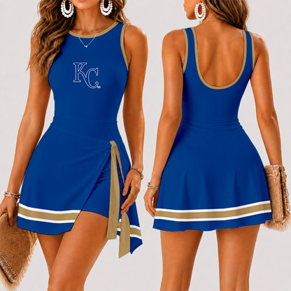 [FLASH SALE] NEW CUSTOMIZED MLB19 KCR KANSAS CITY ROYALS WOMEN'S SUMMER SKORT DRESS