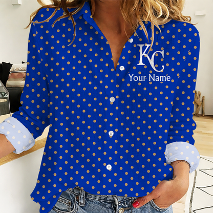 EXCLUSIVE EDITION - NEW CUSTOMIZED MLB19 KCR KANSAS CITY ROYALS WOMEN CASUAL SHIRT