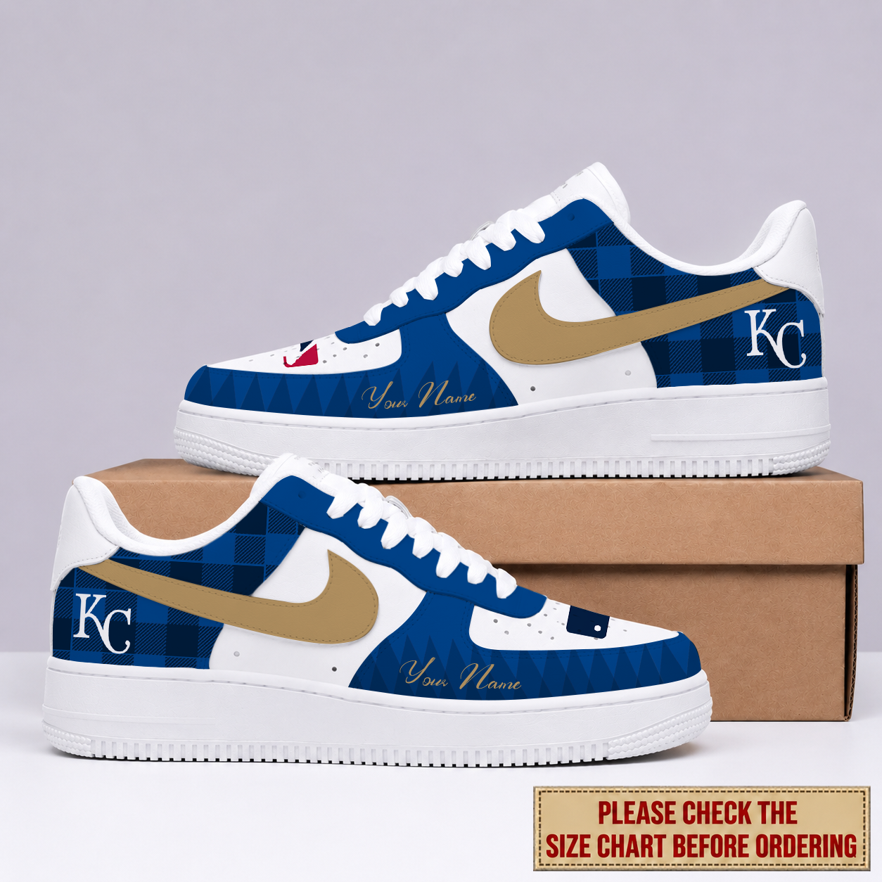 LIMITED EDITION - NEW CUSTOMIZED MLB19 KCR KANSAS CITY ROYALS AF1 SHOES