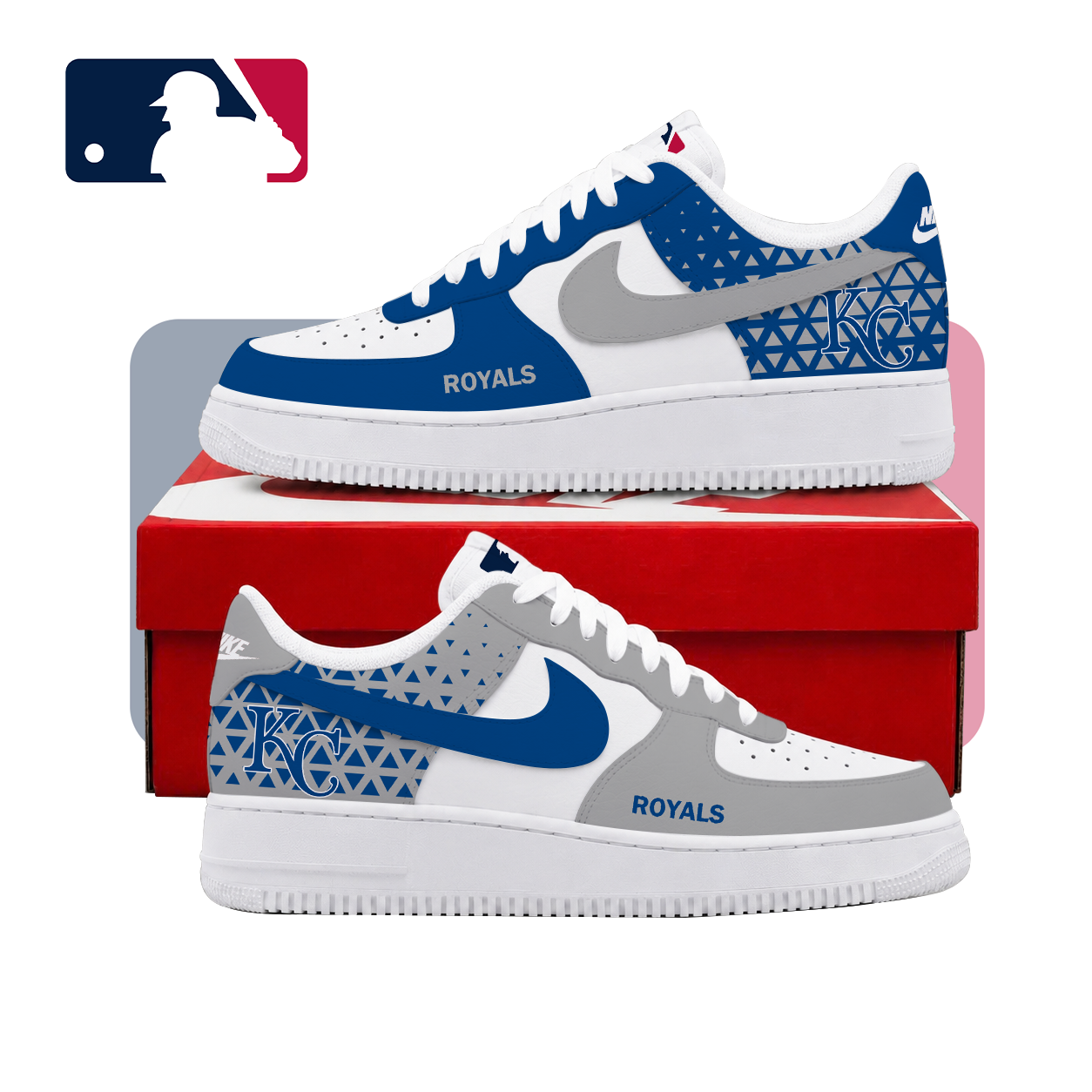 VIRAL EDITION - NEW CUSTOMIZED MLB19 KCR KANSAS CITY ROYALS AF1 SHOES