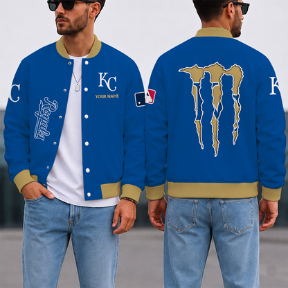 SPECIAL EDITION - NEW CUSTOMIZED MLB19 KCR KANSAS CITY ROYALS SATIN VARSITY & BASEBALL JACKET