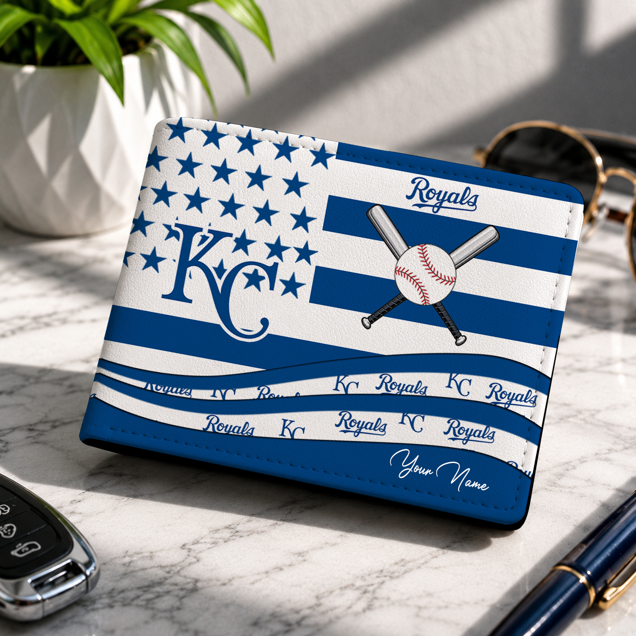 LIMITED EDITION - NEW CUSTOMIZED MLB19 KCR KANSAS CITY ROYALS LEATHER WALLET