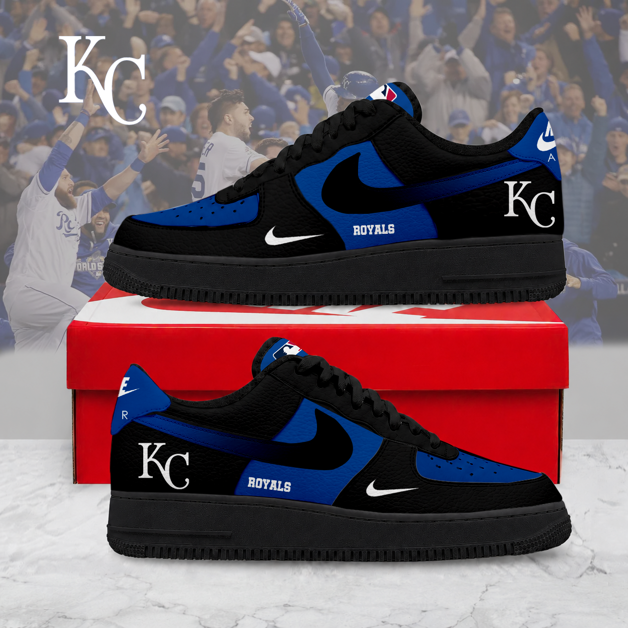MEGA SALE - NEW CUSTOMIZED MLB19 KCR KANSAS CITY ROYALS AF1 SHOES