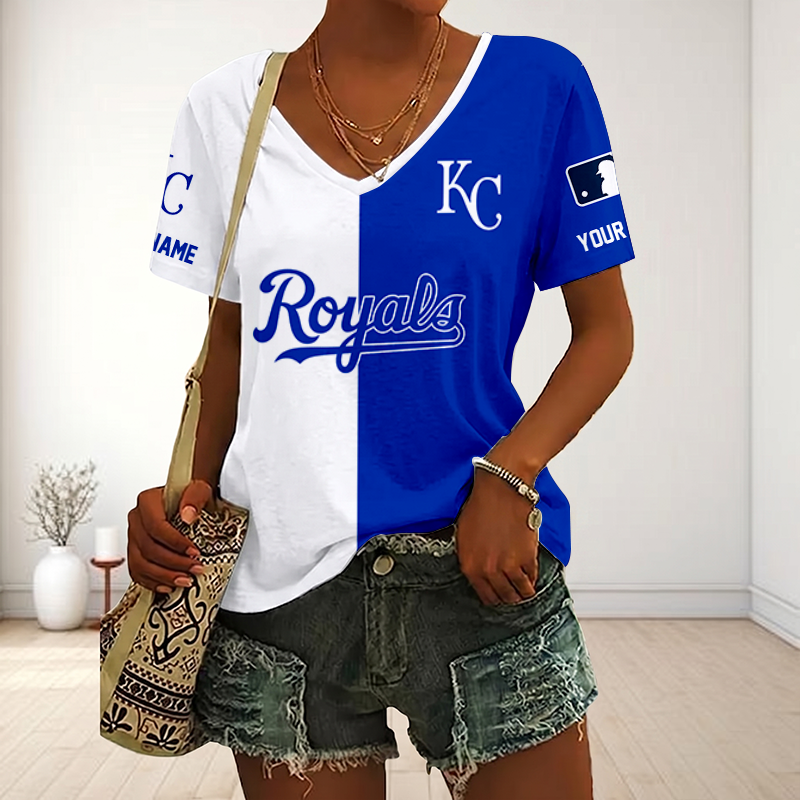 SPECIAL EDITION - NEW CUSTOMIZED MLB19 KCR KANSAS CITY ROYALS V-NECK FEMALE SHIRT