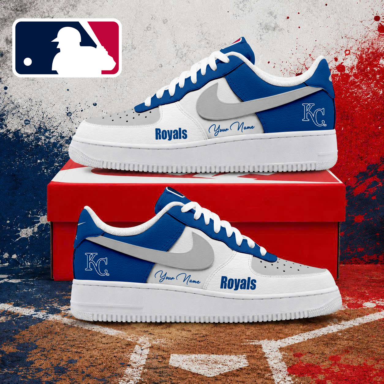 VIRAL EDITION - NEW CUSTOMIZED MLB19 KCR KANSAS CITY ROYALS AF1 SHOES