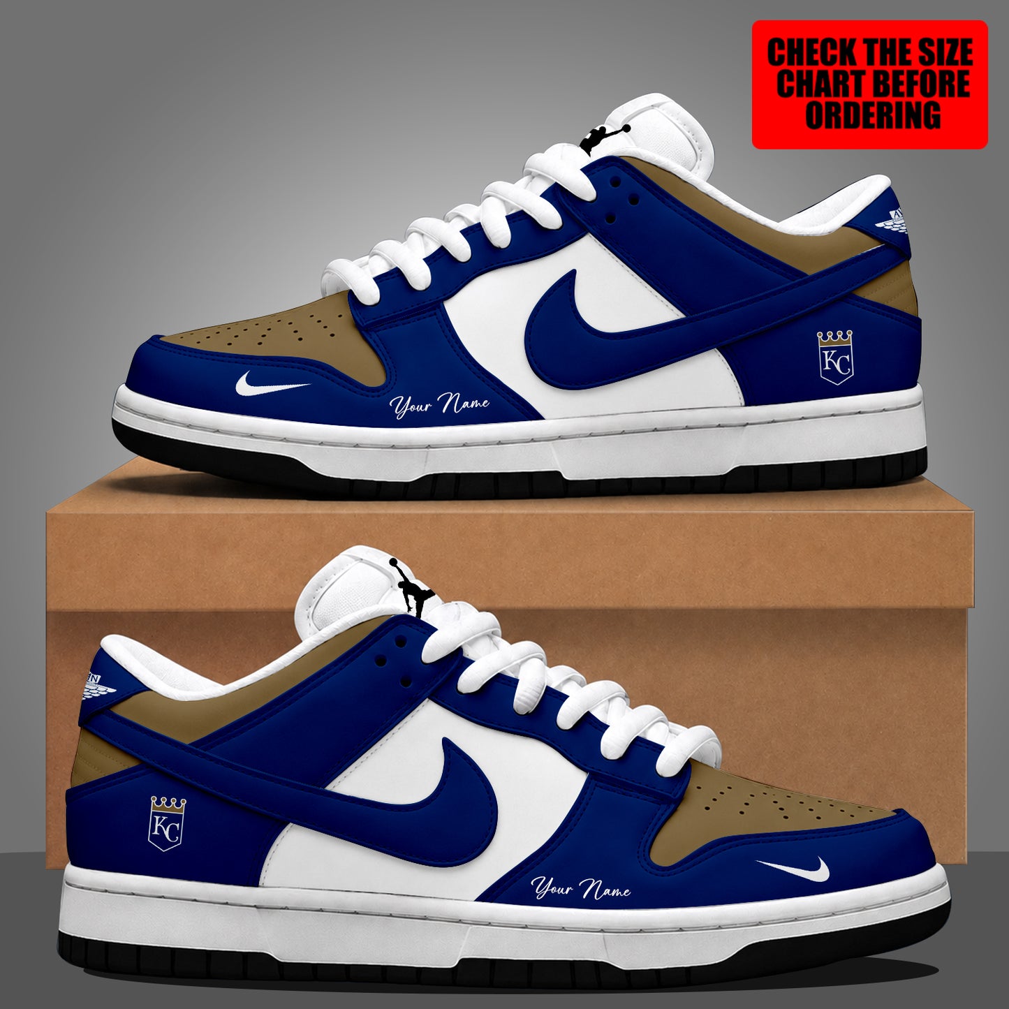 [FLASH SALE] NEW CUSTOMIZED MLB19 KCR KANSAS CITY ROYALS DUNK LOW SHOES