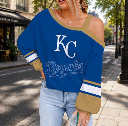 SPECIAL EDITION - NEW CUSTOMIZED MLB19 KCR KANSAS CITY ROYALS DROP SHOULDER SWEATSHIRT