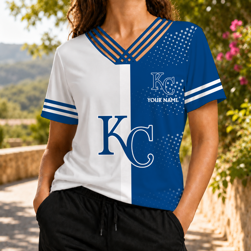 LIMITED EDITION - NEW CUSTOMIZED MLB19 KCR KANSAS CITY ROYALS V-NECK SHIRT