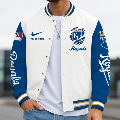 LIMITED EDITION - NEW CUSTOMIZED MLB19 KCR KANSAS CITY ROYALS BASEBALL JACKET, SATIN VARSITY JACKET