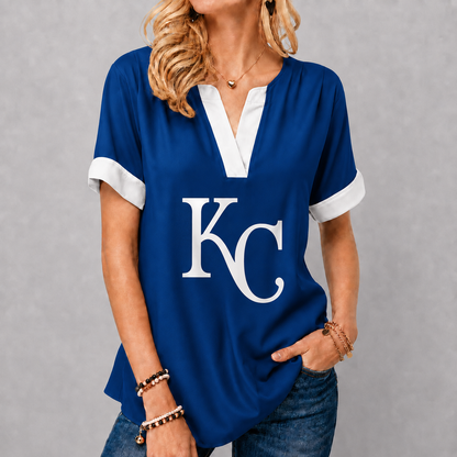 LIMITED EDITION - NEW CUSTOMIZED MLB19 KCR KANSAS CITY ROYALS V-NECK FEMALE SHIRT