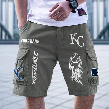 [FLASH SALE] NEW CUSTOMIZED MLB19 KCR KANSAS CITY ROYALS MEN'S CARGO SHORTS