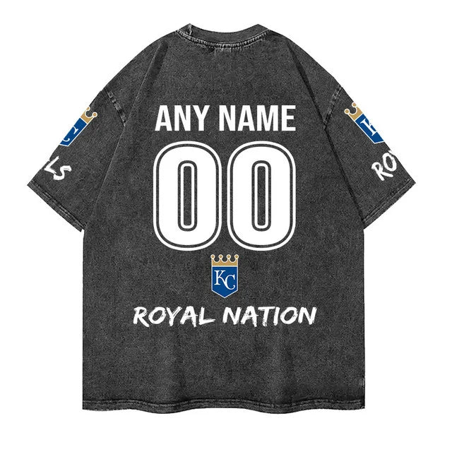 [FLASH SALE] NEW CUSTOMIZED MLB19 KCR KANSAS CITY ROYALS MULTICOLOR WASHED TEE