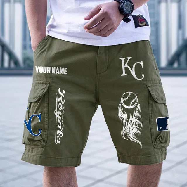 [FLASH SALE] NEW CUSTOMIZED MLB19 KCR KANSAS CITY ROYALS MEN'S CARGO SHORTS