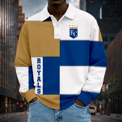 LIMITED EDITION - NEW CUSTOMIZED MLB19 KCR KANSAS CITY ROYALS MEN LONG SLEEVE POLO