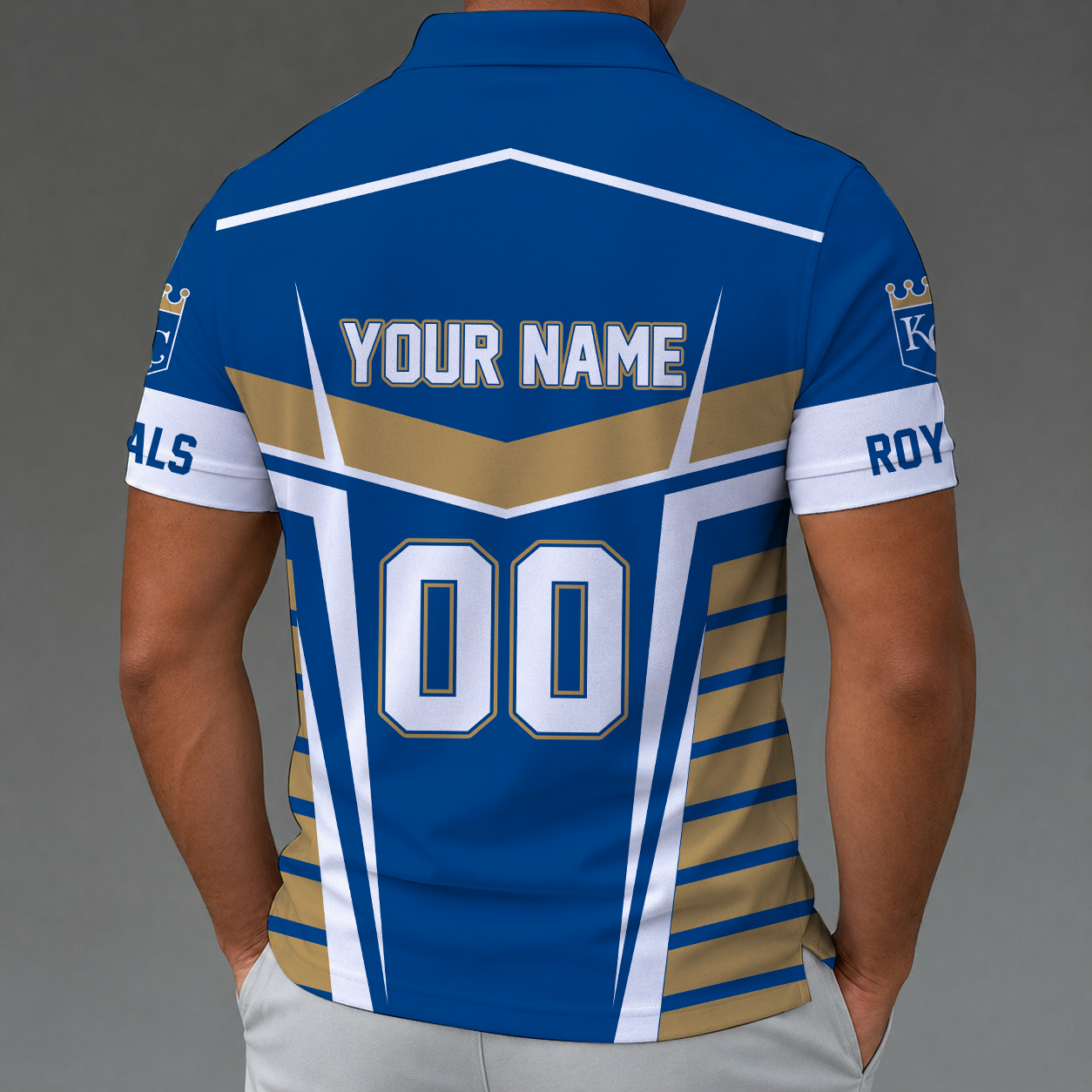 LIMITED EDITION - NEW CUSTOMIZED MLB19 KCR KANSAS CITY ROYALS ZIP POLO SHIRT