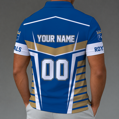 LIMITED EDITION - NEW CUSTOMIZED MLB19 KCR KANSAS CITY ROYALS ZIP POLO SHIRT
