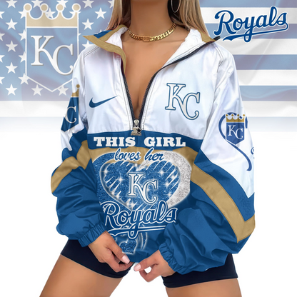 LIMITED EDITION - NEW CUSTOMIZED MLB19 KCR KANSAS CITY ROYALS V-NECK ZIPPER SWEATSHIRT JACKET