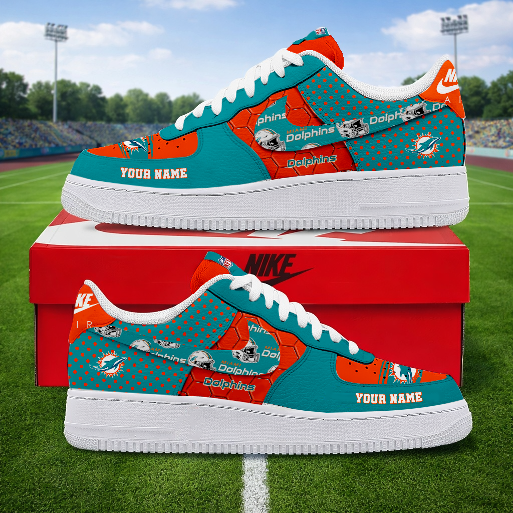 LIMITED EDITION - NEW CUSTOMIZED NFL19 MDP MIAMI DOLPHINS AF1 SNEAKERS