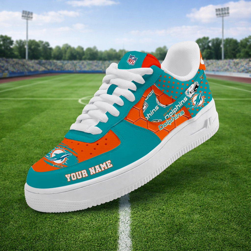 LIMITED EDITION - NEW CUSTOMIZED NFL19 MDP MIAMI DOLPHINS AF1 SNEAKERS