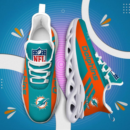 LIMITED EDITION - NEW CUSTOMIZED NFL19 MDP MIAMI DOLPHINS UNISEX MAX SOUL SHOES