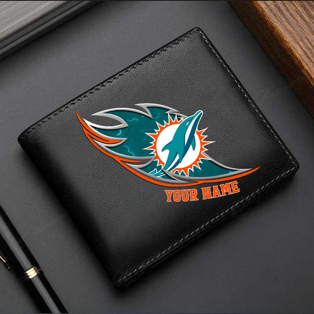 LIMITED EDITION - NEW CUSTOMIZED NFL19 MDP MIAMI DOLPHINS LEATHER WALLET