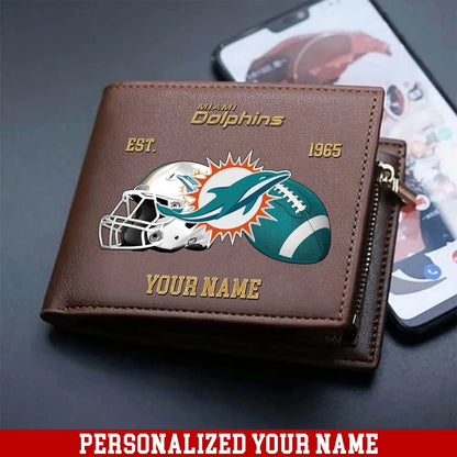 LIMITED EDITION - NEW CUSTOMIZED NFL19 MDP MIAMI DOLPHINS LEATHER WALLET